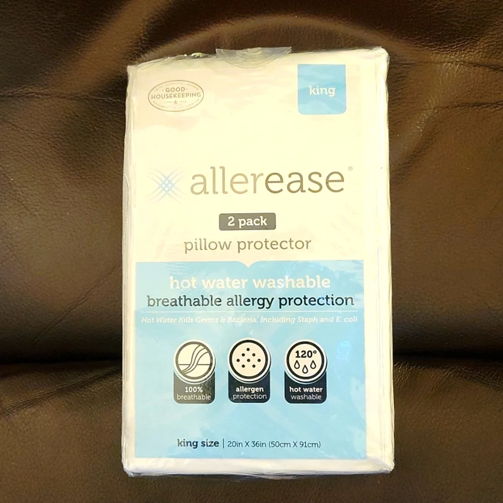 Allerease King Size 2 pk pillow protector white Breathable allergy protect New … - Picture 1 of 6